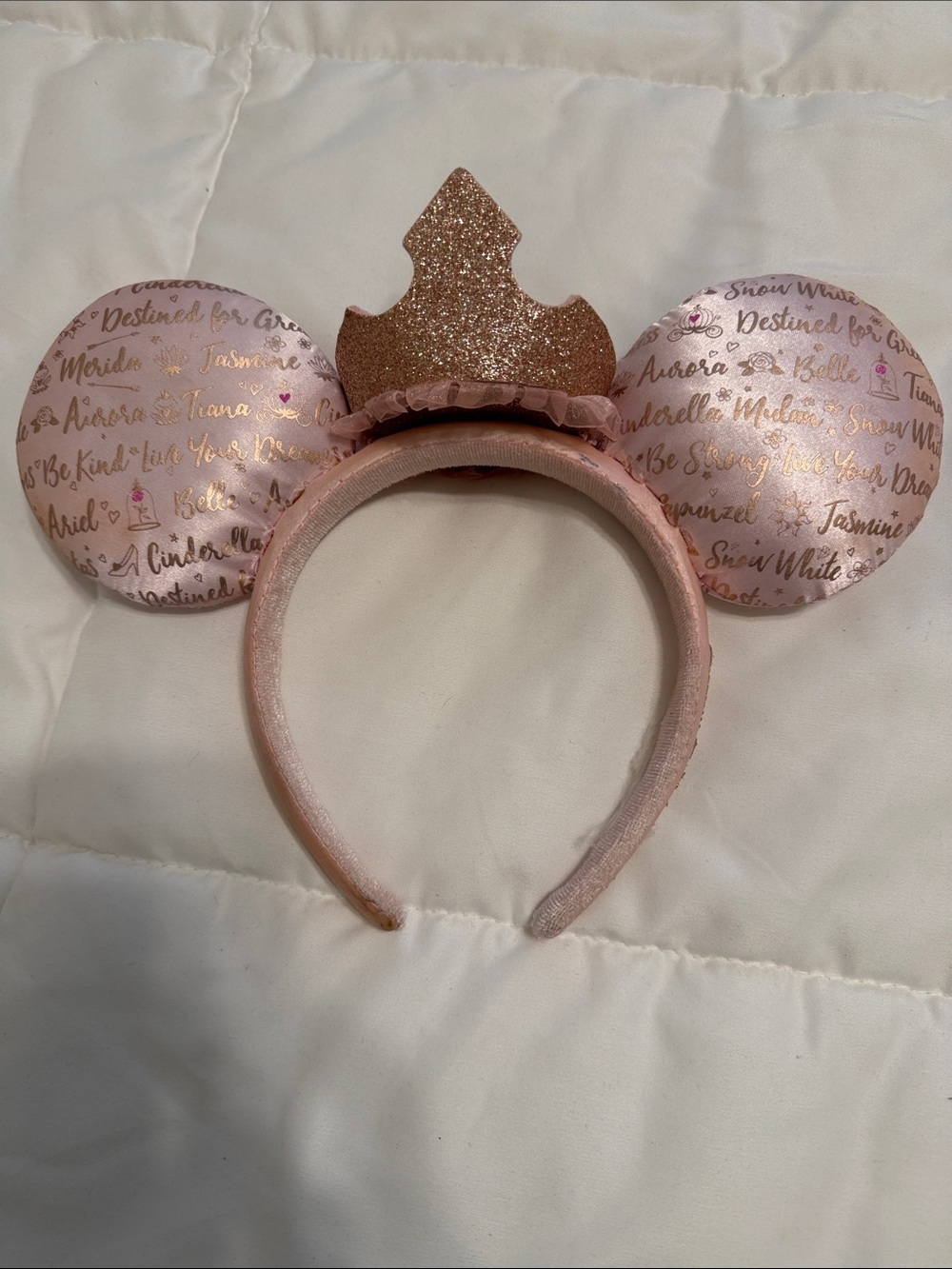 Disney Pink Princess Minnie Ear Headband with Glitter Crown